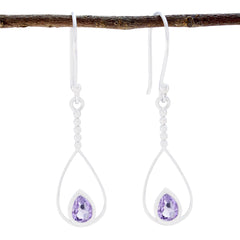 Katarina Purple Dainty Solitaire Dangle Earring Amethyst Purple Dangle
