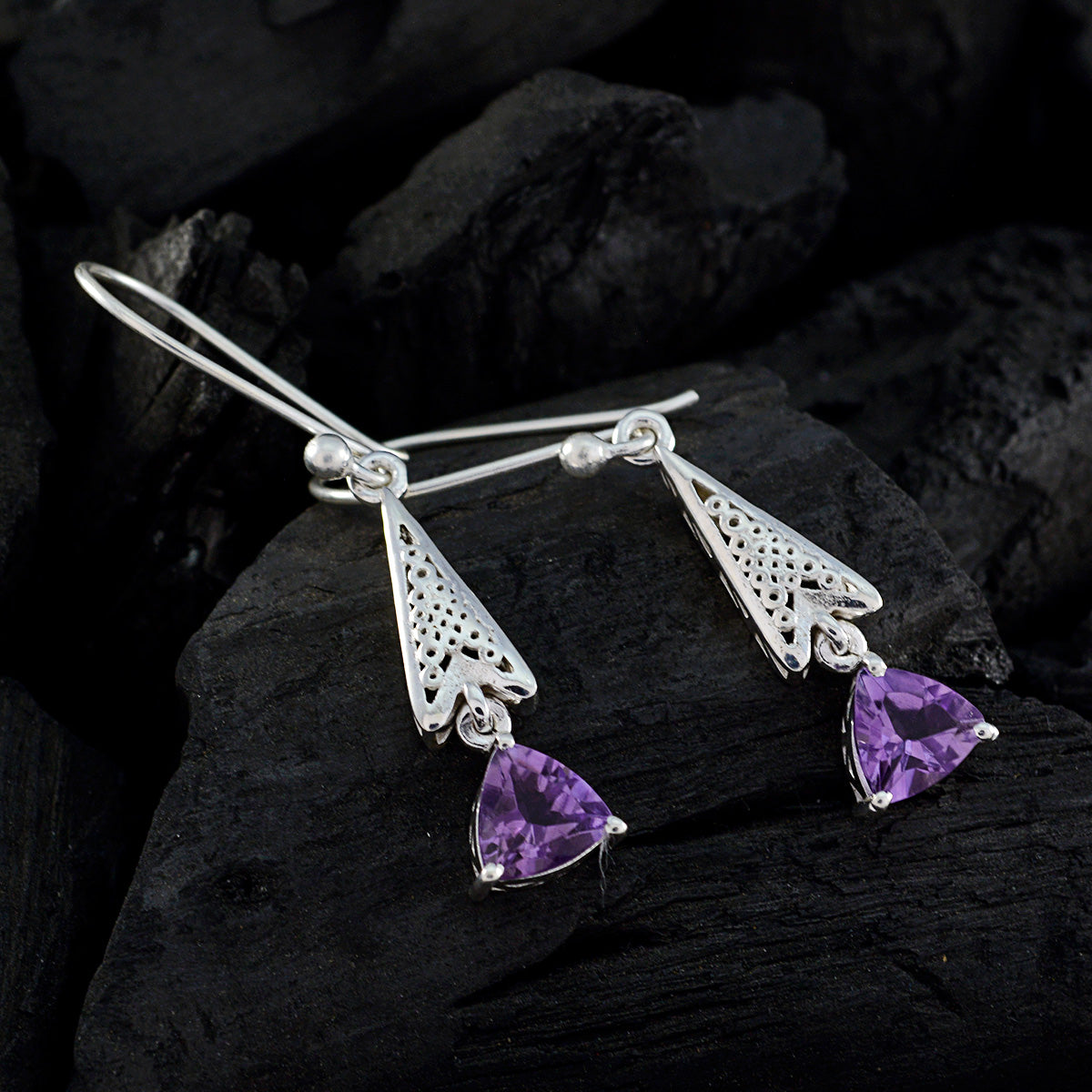 Kennedy Purple Dainty Solitaire Dangle Earring
