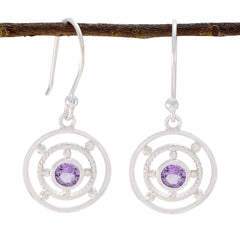 Layla Purple Slim Solitaire Dangle Earring Amethyst Purple Dangle