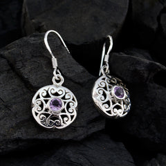 Lili Purple Dainty Solitaire Dangle Earring