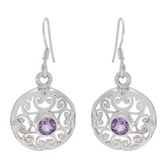 Lili Purple Dainty Solitaire Dangle Earring Amethyst Purple Dangle
