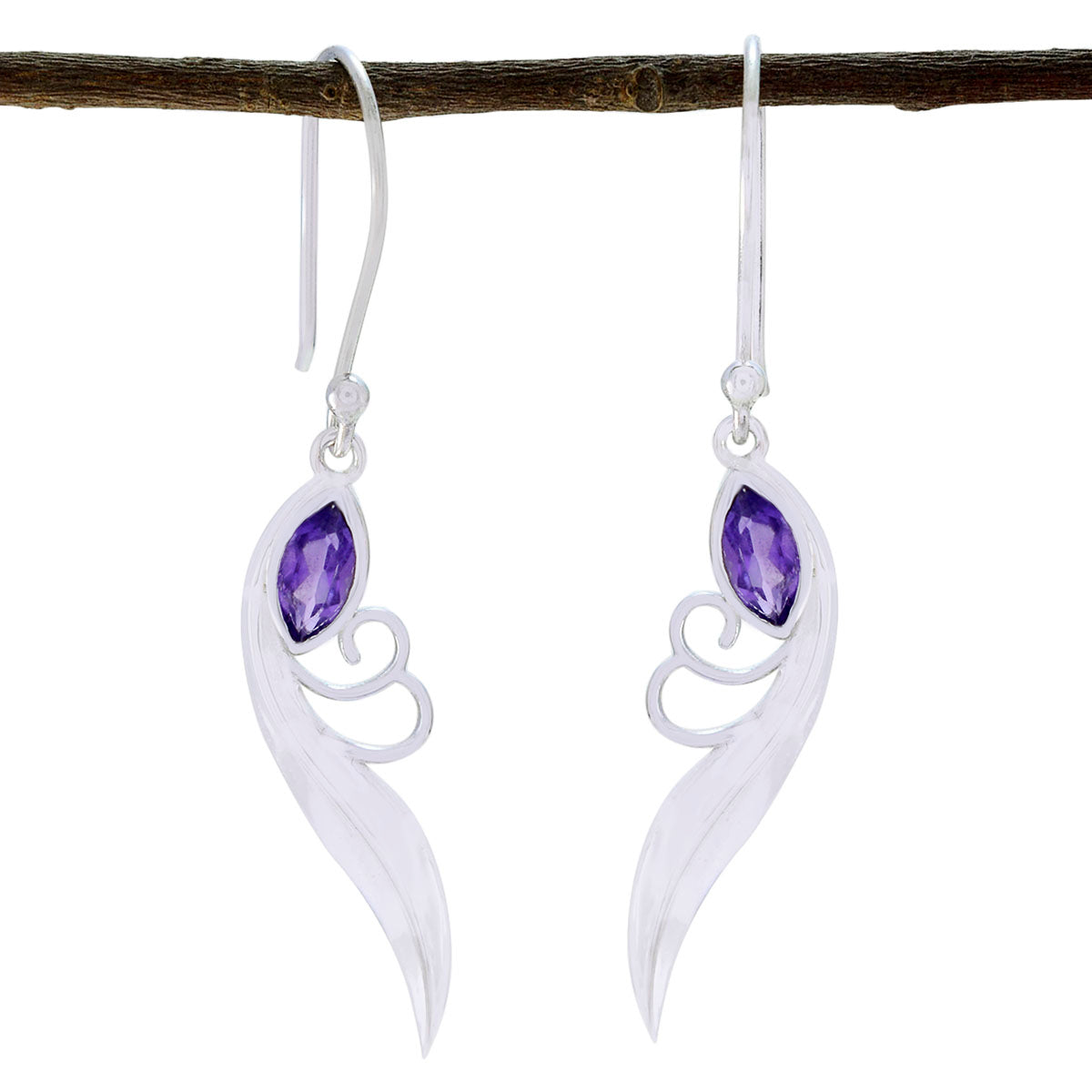Lily Purple Dainty Solitaire Dangle Earring Amethyst Purple Dangle