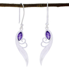 Lily Purple Dainty Solitaire Dangle Earring Amethyst Purple Dangle