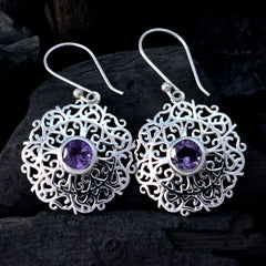 Lucy Purple Tiny Solitaire Dangle Earring
