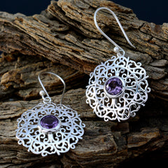 Lucy Purple Tiny Solitaire Dangle Earring