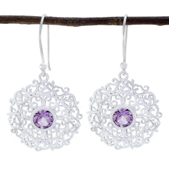 Lucy Purple Tiny Solitaire Dangle Earring Amethyst Purple Dangle