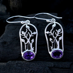 Olivia Purple Dainty Solitaire Dangle Earring
