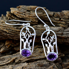 Olivia Purple Dainty Solitaire Dangle Earring