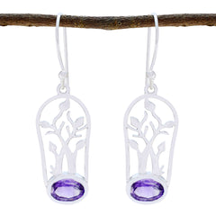 Olivia Purple Dainty Solitaire Dangle Earring Amethyst Purple Dangle