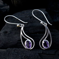 Lucy Purple Delicate Solitaire Dangle Earring
