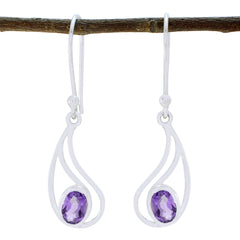 Lucy Purple Delicate Solitaire Dangle Earring Amethyst Purple Dangle