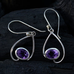 Luna Purple Dainty Solitaire Dangle Earring