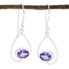 Luna Purple Dainty Solitaire Dangle Earring Amethyst Purple Dangle