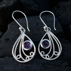 Yasmin Purple Dainty Solitaire Dangle Earring