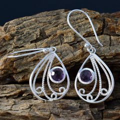 Yasmin Purple Dainty Solitaire Dangle Earring