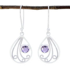 Yasmin Purple Dainty Solitaire Dangle Earring Amethyst Purple Dangle