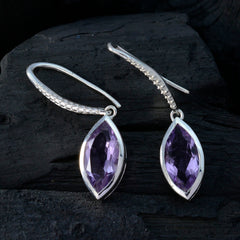 Marie Purple Dainty Solitaire Dangle Earring