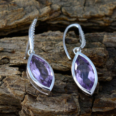 Marie Purple Dainty Solitaire Dangle Earring