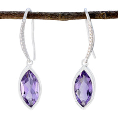 Marie Purple Dainty Solitaire Dangle Earring Amethyst Purple Dangle