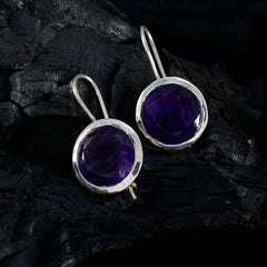 Freya Purple Edgy Solitaire Dangle Earring