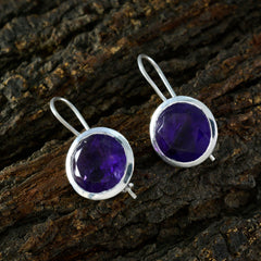 Freya Purple Edgy Solitaire Dangle Earring