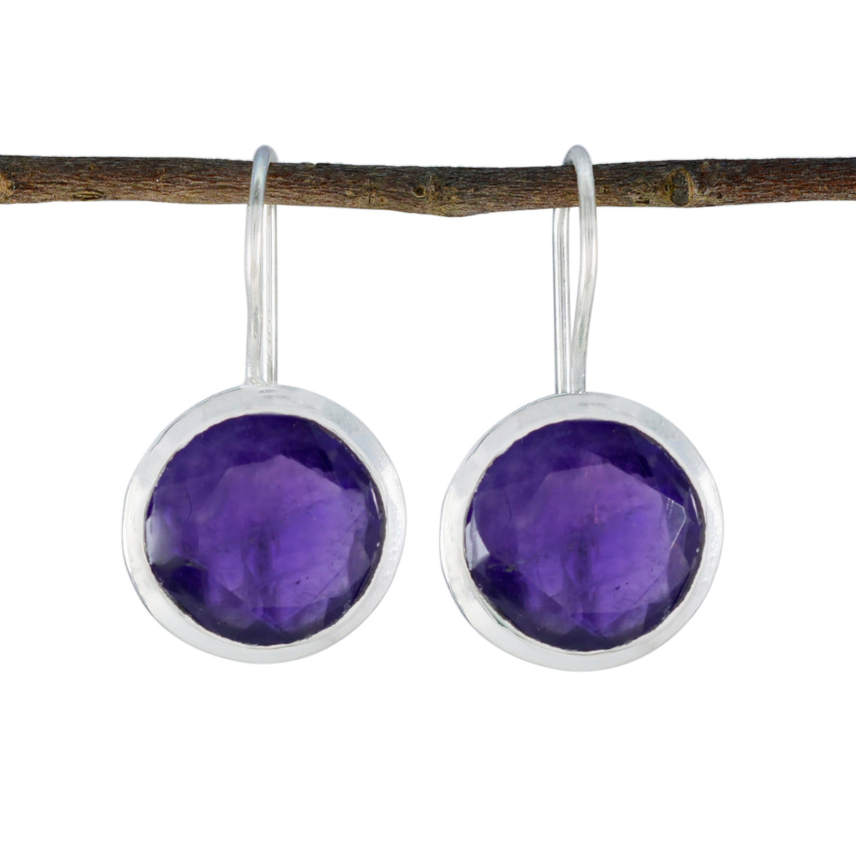 Freya Purple Edgy Solitaire Dangle Earring Amethyst Purple Dangle