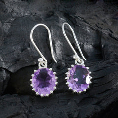 Grace Purple Minimal Solitaire Dangle Earring
