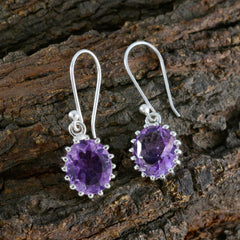 Grace Purple Minimal Solitaire Dangle Earring