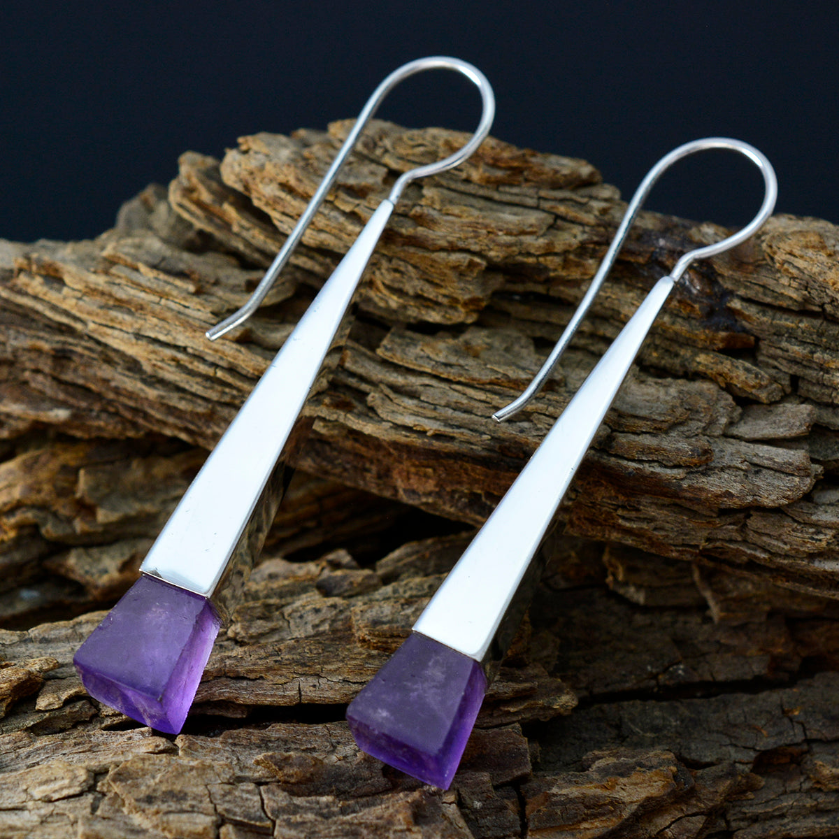 Zoey Purple Classic Solitaire Dangle Earring