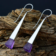 Zoey Purple Classic Solitaire Dangle Earring