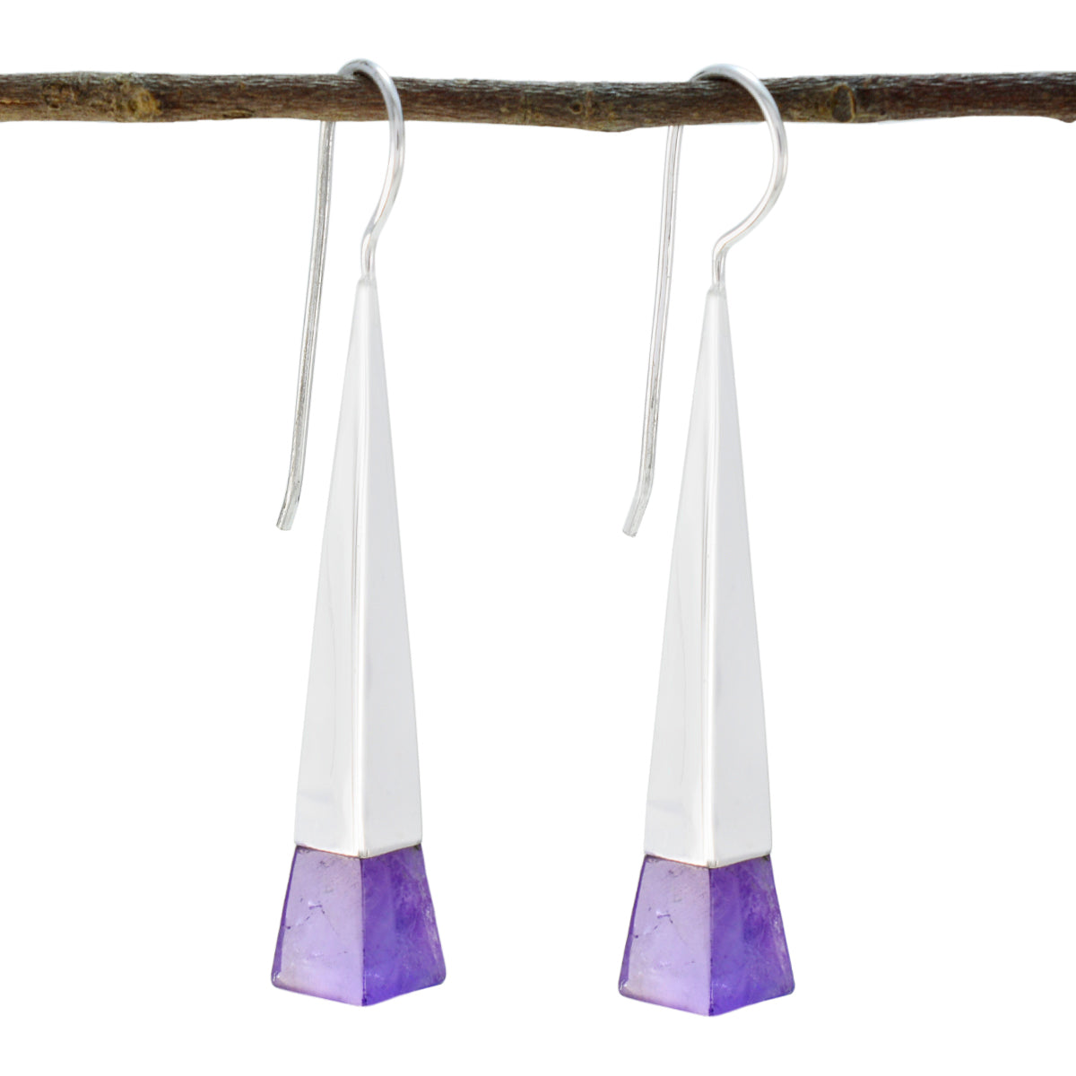 Zoey Purple Classic Solitaire Dangle Earring Amethyst Purple Dangle