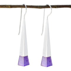 Zoey Purple Classic Solitaire Dangle Earring Amethyst Purple Dangle
