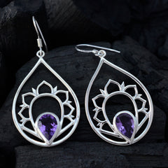 Mila Purple Classic Solitaire Dangle Earring