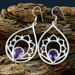 Mila Purple Classic Solitaire Dangle Earring