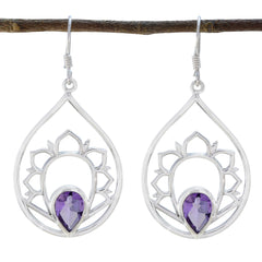 Mila Purple Classic Solitaire Dangle Earring Amethyst Purple Dangle