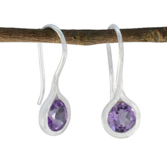 Hanna Purple Delicate Solitaire Dangle Earring Amethyst Purple Dangle