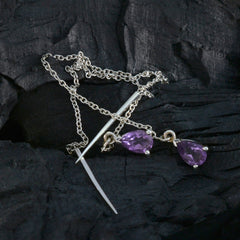 Natalie Purple Elegant Solitaire Dangle Earring