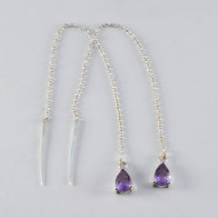 Natalie Purple Elegant Solitaire Dangle Earring