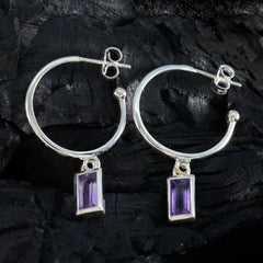Sarah Purple Slim Solitaire Dangle Earring