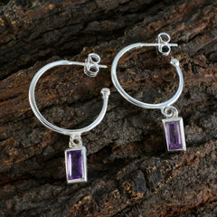 Sarah Purple Slim Solitaire Dangle Earring