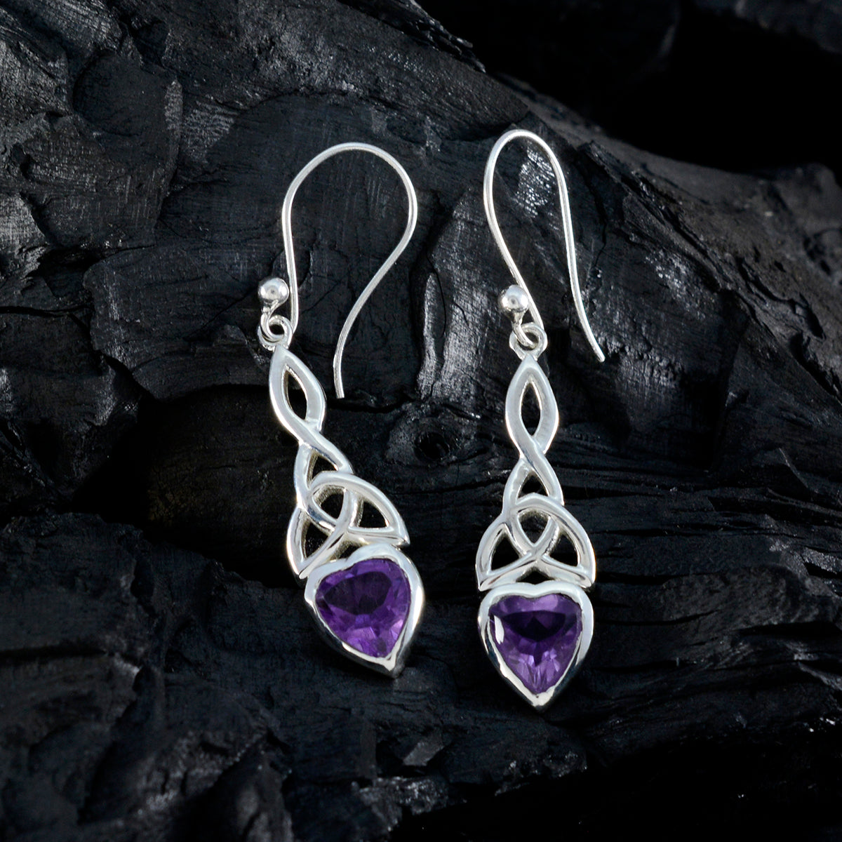 Nova Purple Dainty Solitaire Dangle Earring