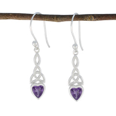 Nova Purple Dainty Solitaire Dangle Earring Amethyst Purple Dangle