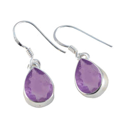 Hua Purple Slim Solitaire Dangle Earring