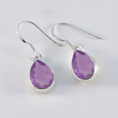 Hua Purple Slim Solitaire Dangle Earring
