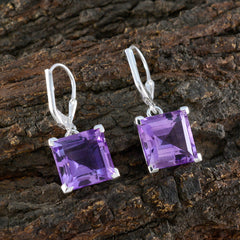 Ling Purple Minimal Solitaire Dangle Earring