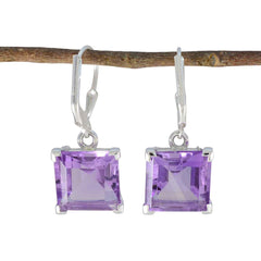 Ling Purple Minimal Solitaire Dangle Earring
