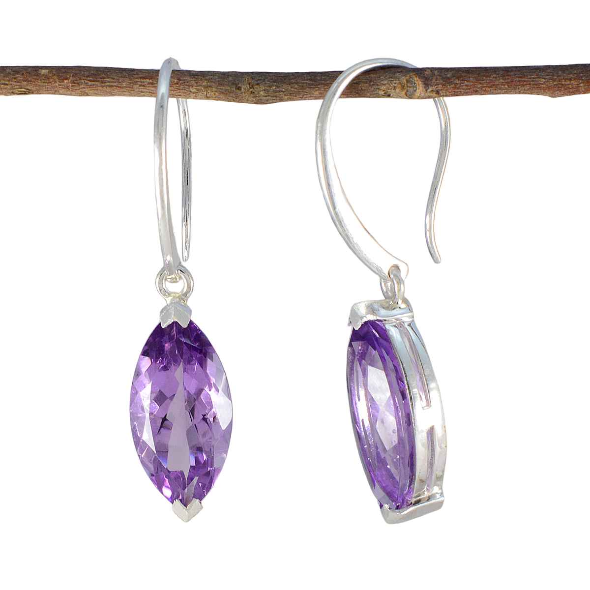 Mei Purple Mid weight Solitaire Dangle Earring Amethyst Purple Dangle