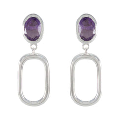 Pauline Purple Tiny Solitaire Stud Earring Amethyst Purple Stud