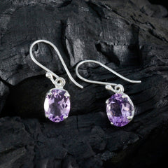 Sarah Purple Delicate Solitaire Dangle Earring