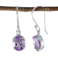 Sarah Purple Delicate Solitaire Dangle Earring Amethyst Purple Dangle